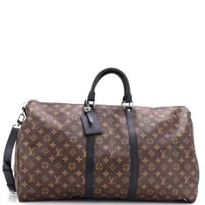 Keepall Bandouliere Bag Macassar Monogram Canvas 55