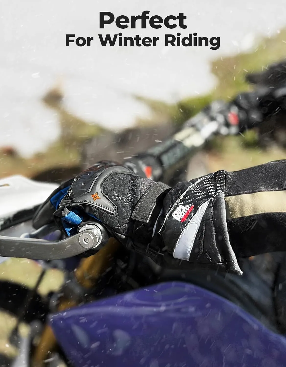 KEMIMOTO Winter Motorcycle Gloves, Rainproof Riding Gloves with Touchscreen for Riding, ATV, UTV, Snowmobile
