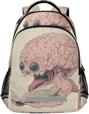 Kids Backpack-Brain Monster Print for Travel Daily Hiking, Lightweight School Bookbag for Boys Girls 11.6x6.9x16.7 IN