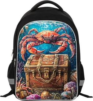 Kids Backpack for Boys, Children Teens Back Pack for Elementary Primary, School Bag with Ocean Crabs Pattern, Durable and Spacious Bookbag, Perfect for Travel and Everyday Use