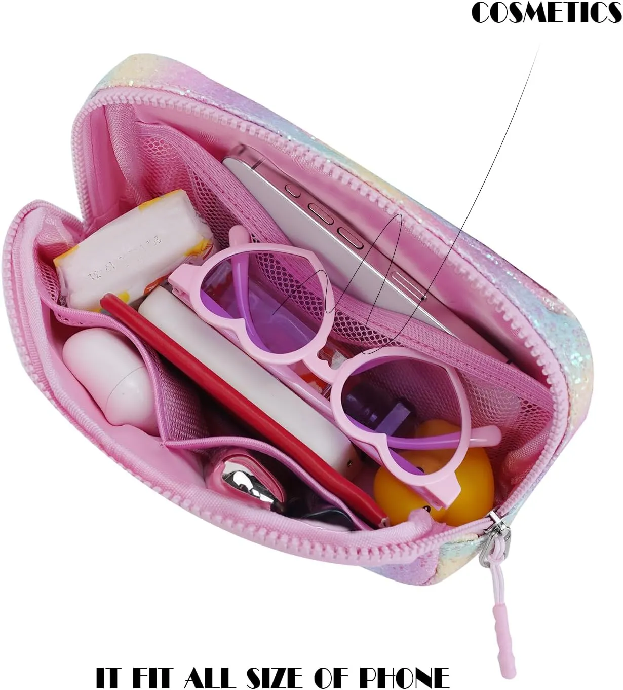 Kids Fanny Pack Glitter Waist Pack Initial Crossbody Bag Belt Bag for Girls Gifts Sparkly Cute Purse Rainbow E