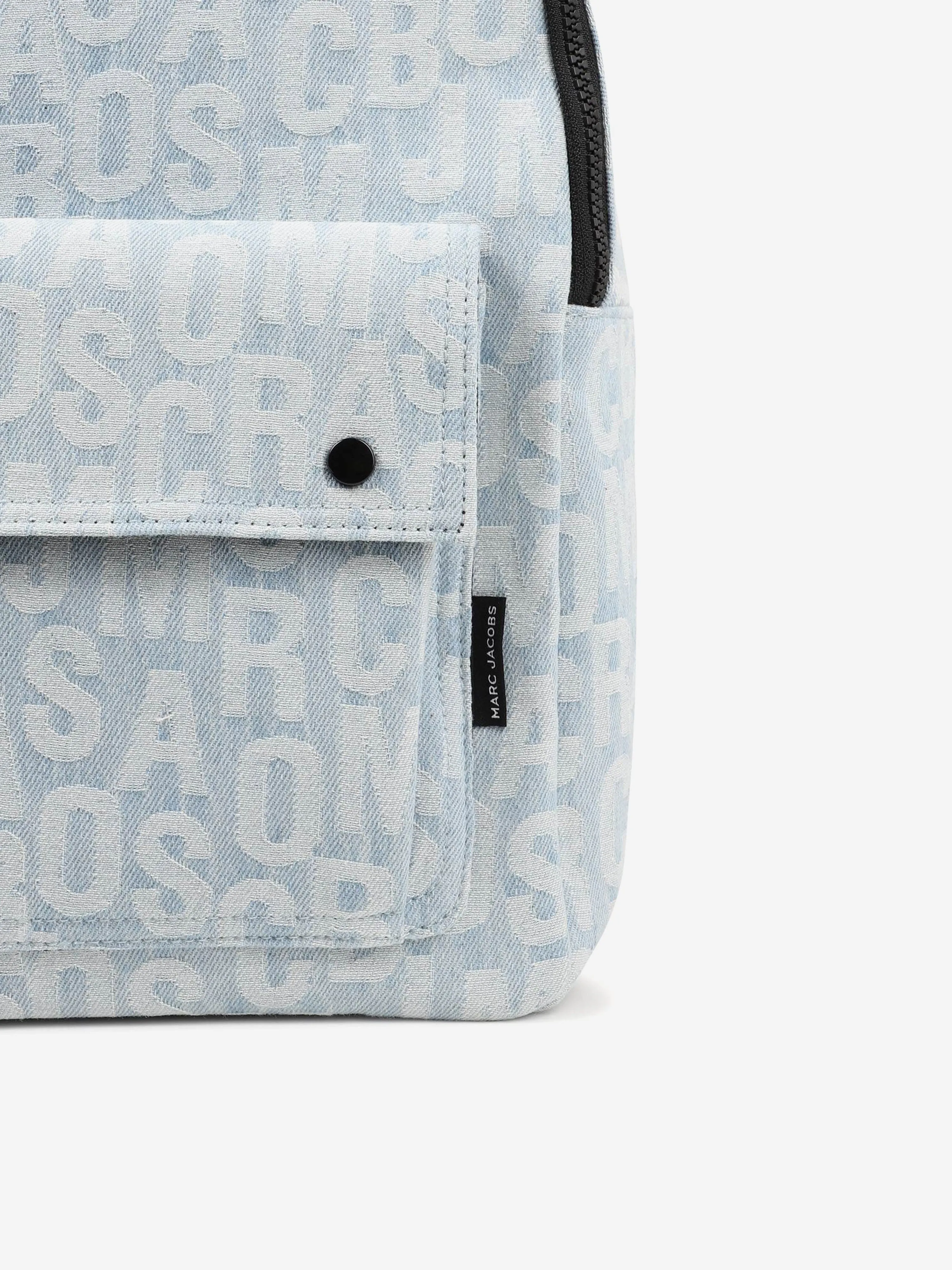 Kids Jacquard Monogram Denim Backpack in Blue (39cm)