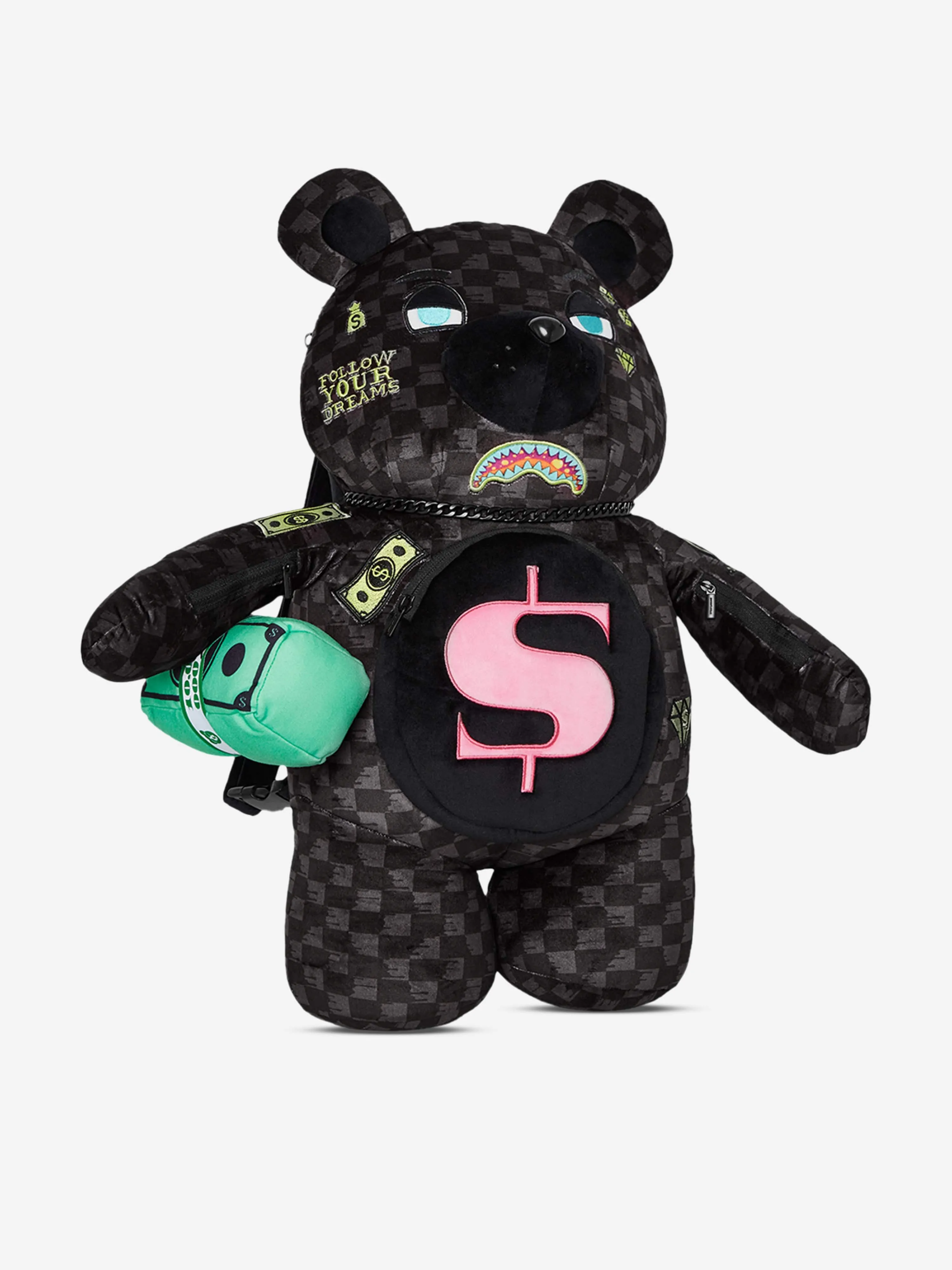 Kids Slime Takeover Teddy Bear Backpack in Black (46cm)