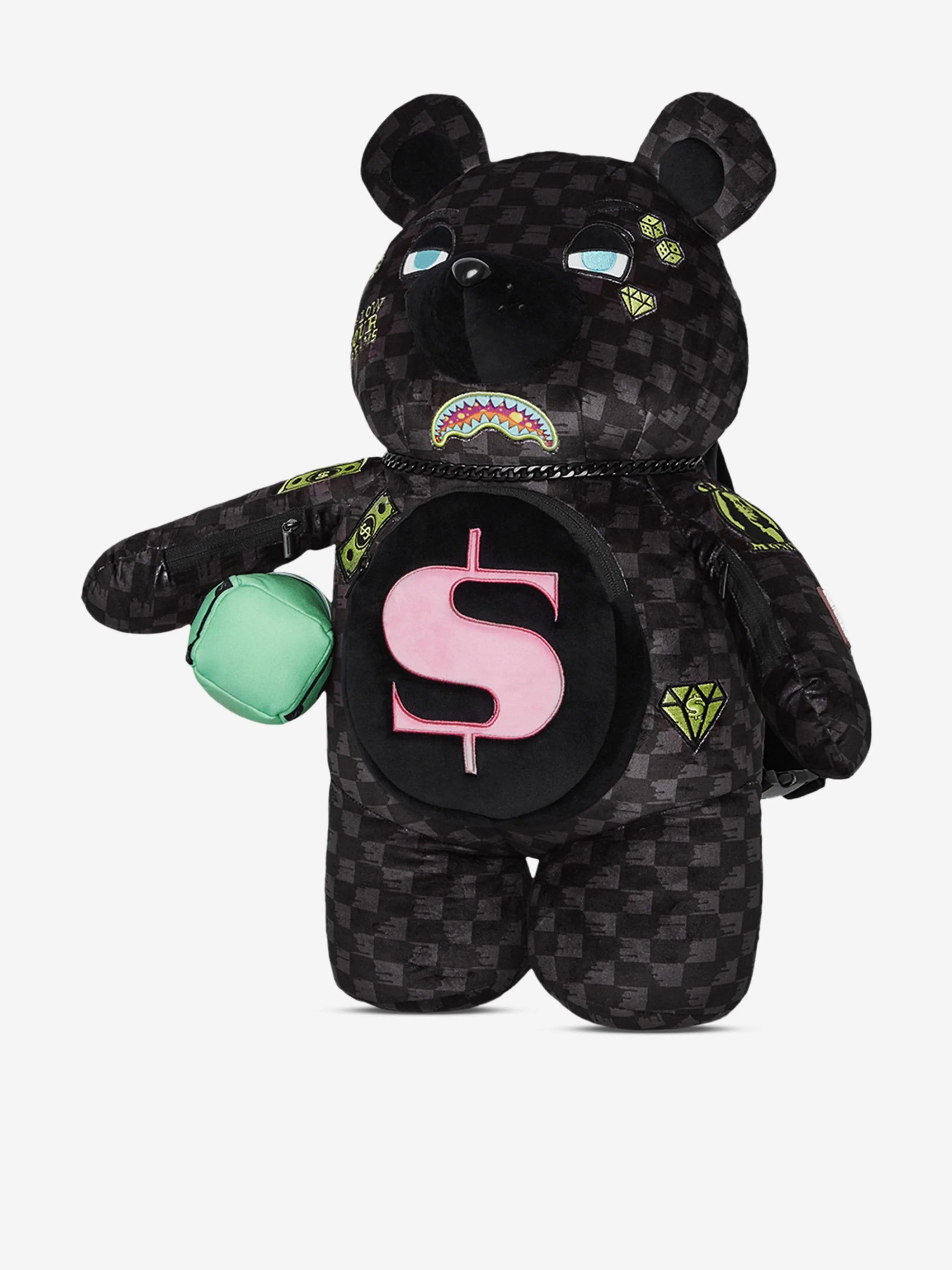 Kids Slime Takeover Teddy Bear Backpack in Black (46cm)