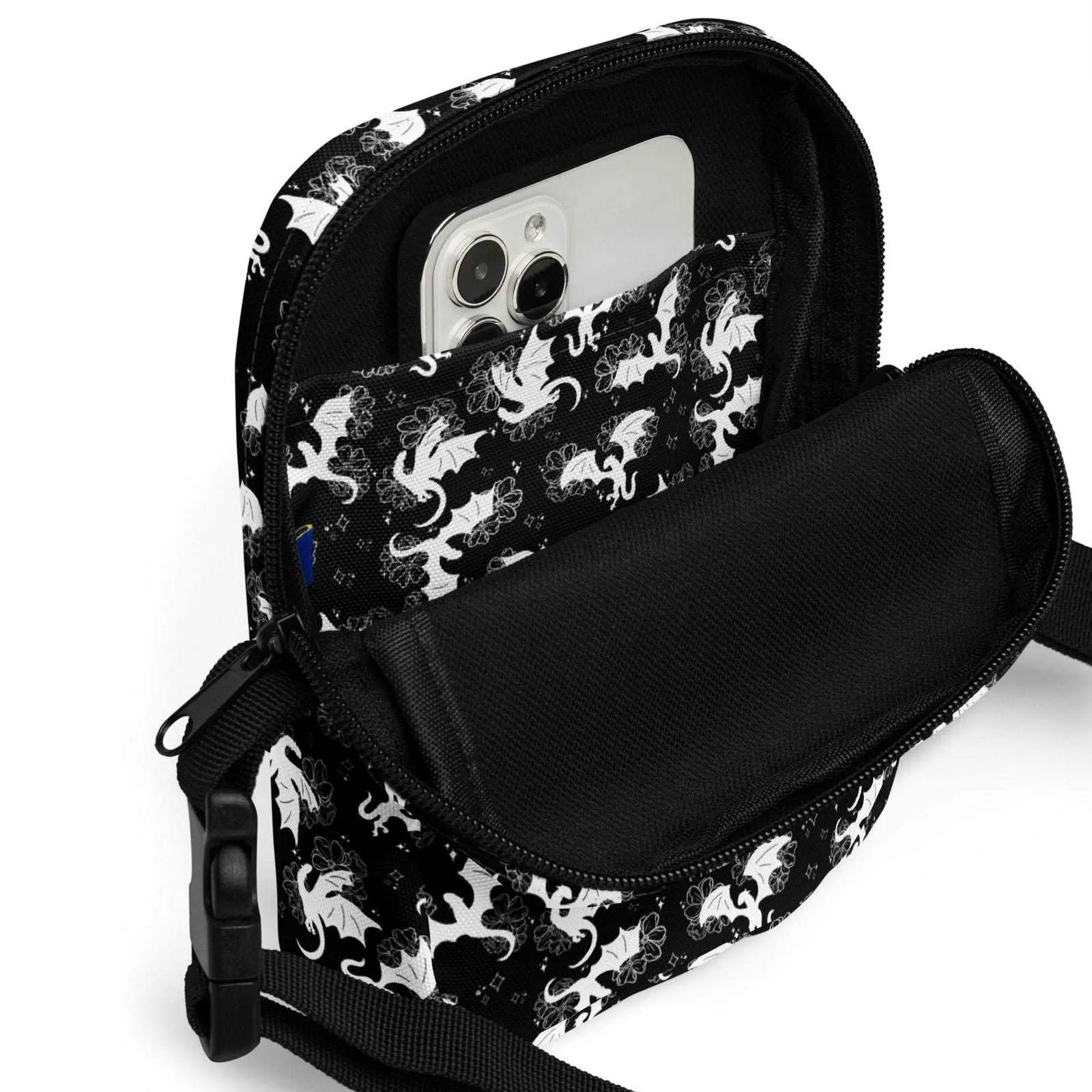 Kindle Crossbody Bag | Floral Dragons | Fantasy Bookish Merch