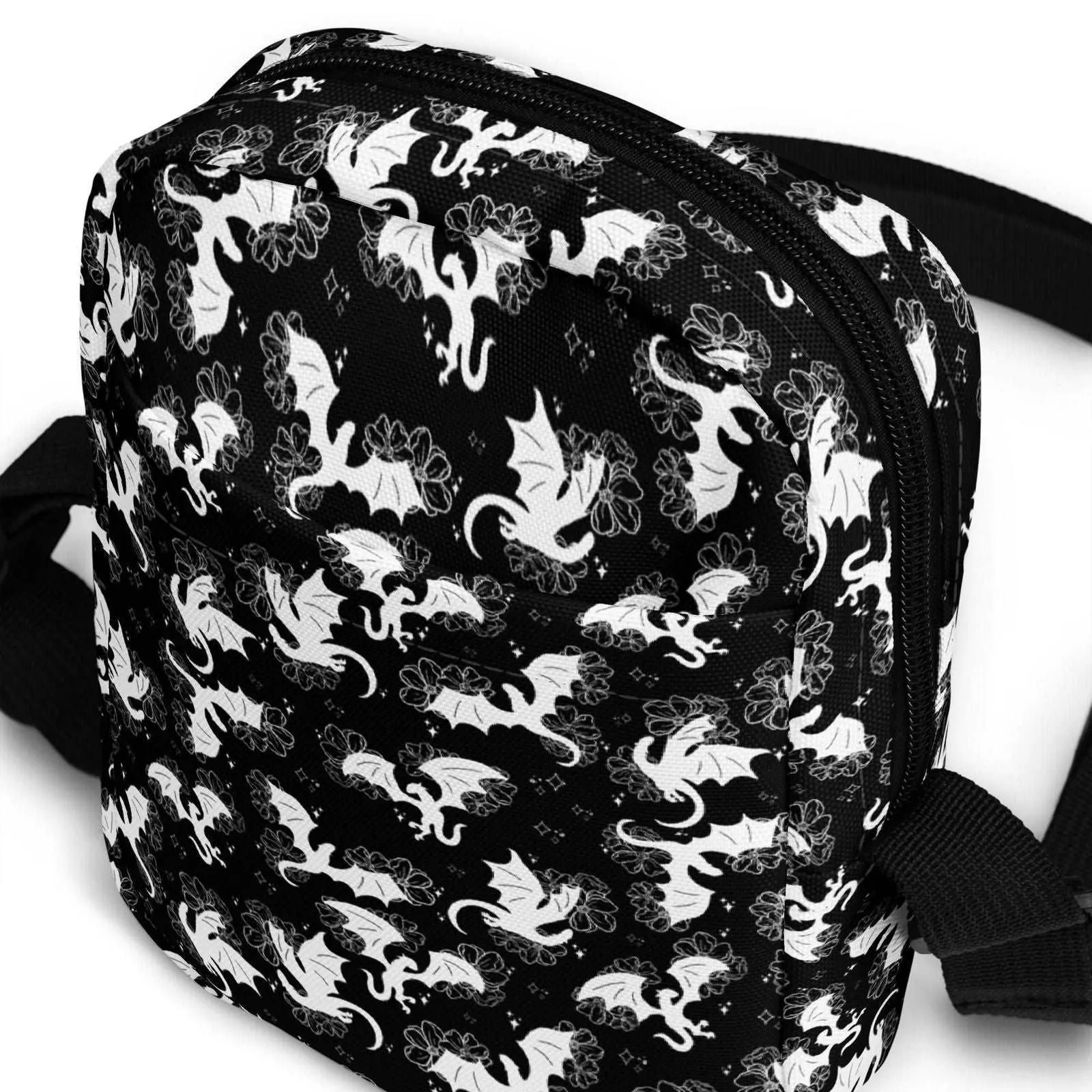 Kindle Crossbody Bag | Floral Dragons | Fantasy Bookish Merch