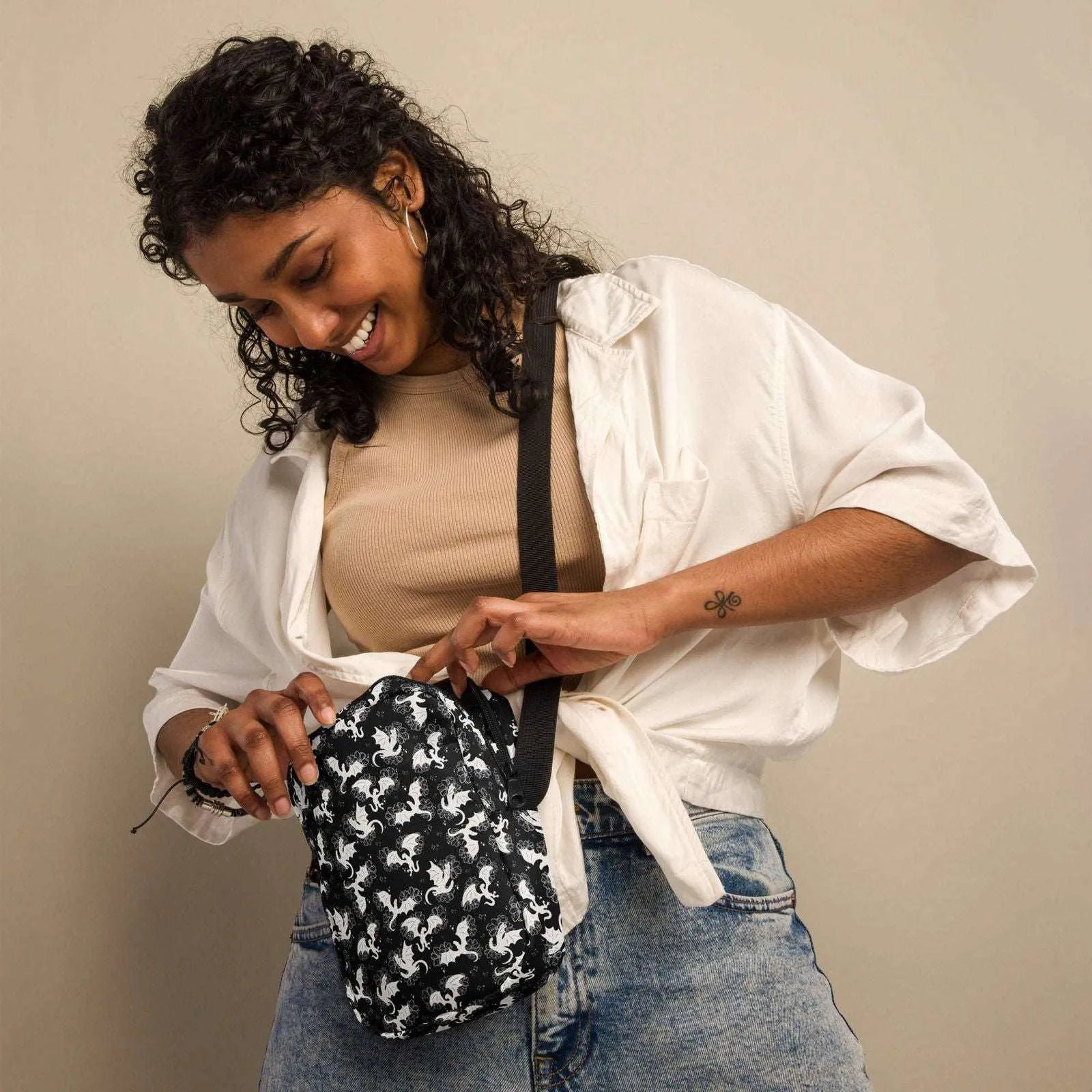 Kindle Crossbody Bag | Floral Dragons | Fantasy Bookish Merch