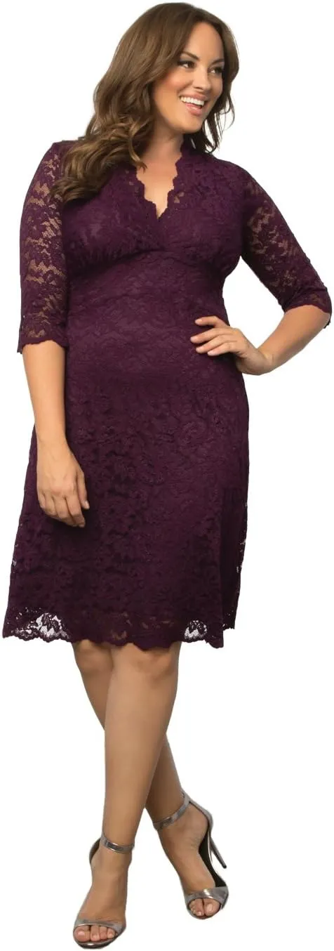 Kiyonna Women's Plus Size Scalloped Boudoir Lace Dress