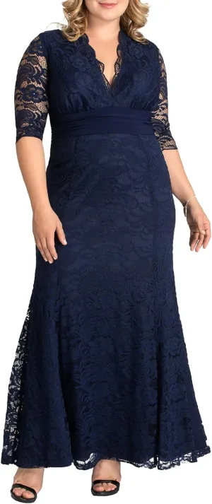 Kiyonna Women's Plus Size Screen Siren Lace Evening Gown