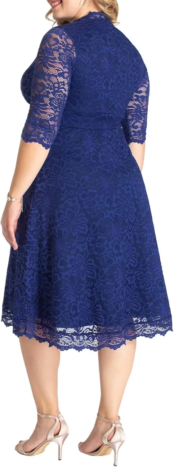 Kiyonna Women's Plus Size Special Occasion Mademoiselle Lace Cocktail Dress