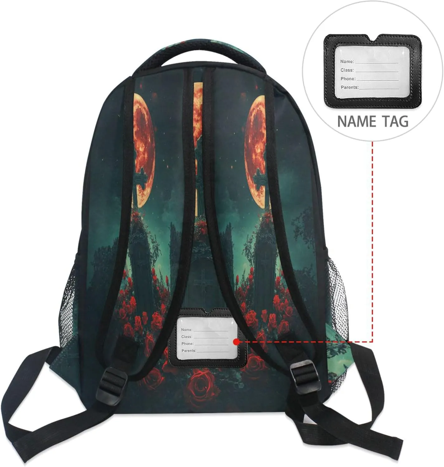 KLL Cool Backpacks for Men Women Waterproof Laptop Bookbag with Chest Strap for Business Work College Travel Trip Goth Crosses Rose Sea