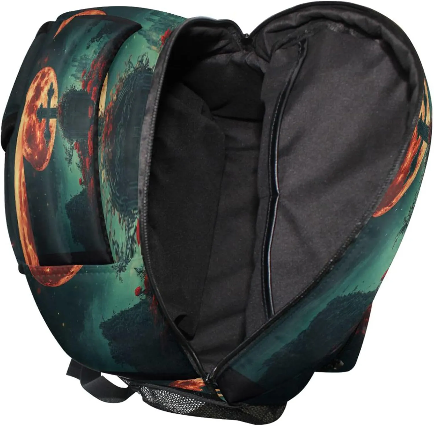 KLL Cool Backpacks for Men Women Waterproof Laptop Bookbag with Chest Strap for Business Work College Travel Trip Goth Crosses Rose Sea
