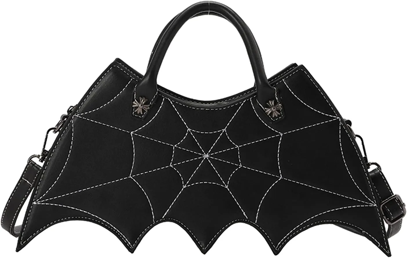 KUANG! Women Novelty Bat Spider Web Devil Tote Shoulder Bag Fashion Halloween Treat or Trick Handbags for Girls