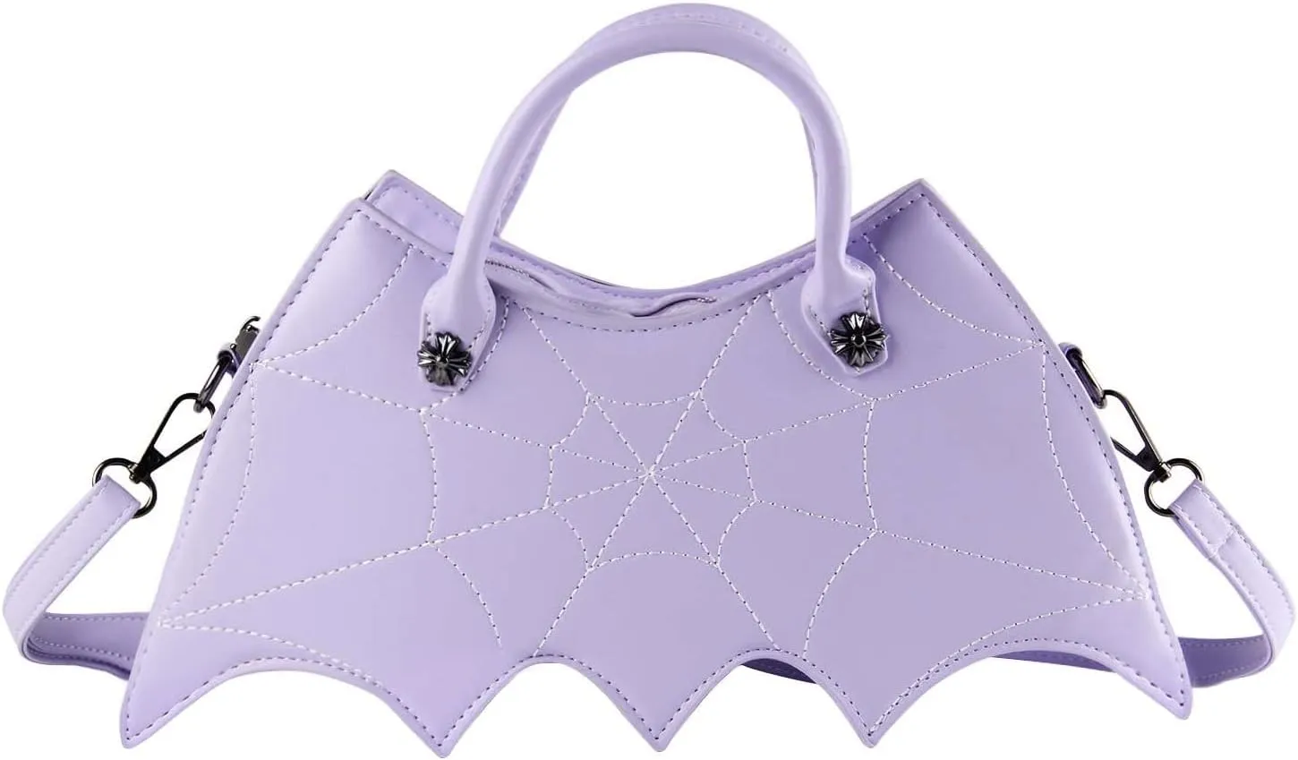 KUANG! Women Novelty Bat Spider Web Devil Tote Shoulder Bag Fashion Halloween Treat or Trick Handbags for Girls