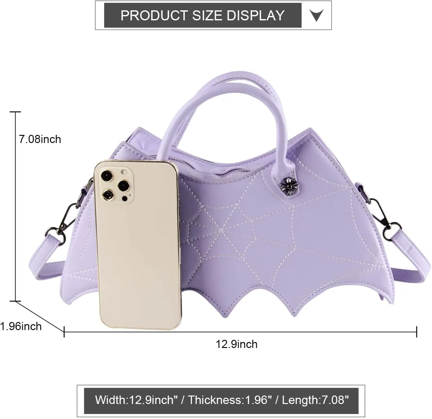 KUANG! Women Novelty Bat Spider Web Devil Tote Shoulder Bag Fashion Halloween Treat or Trick Handbags for Girls