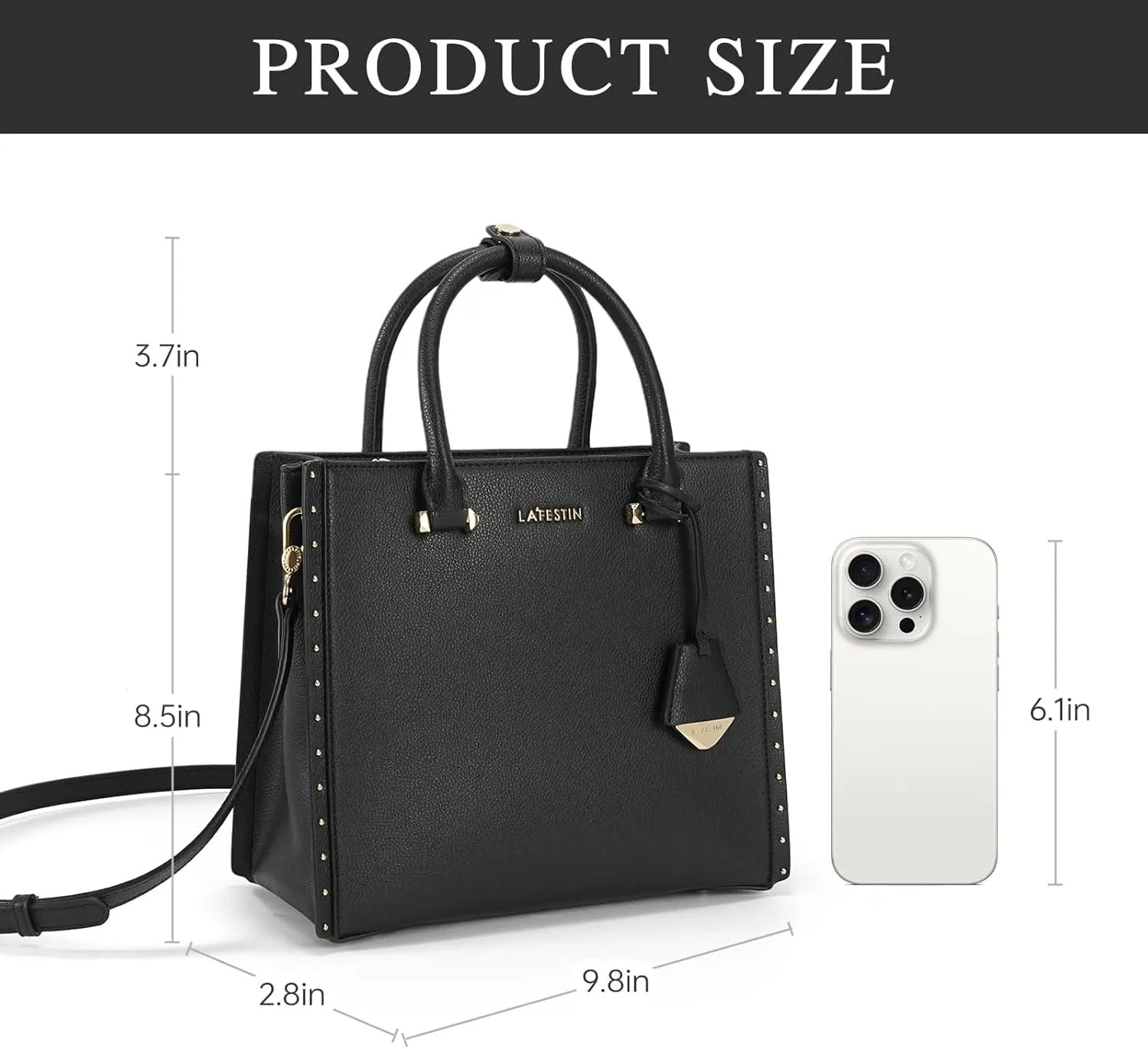 LA FESTIN Designer Leather Handbag for Women - Small Crossbody Purse with Top Handle and Adjustable Strap