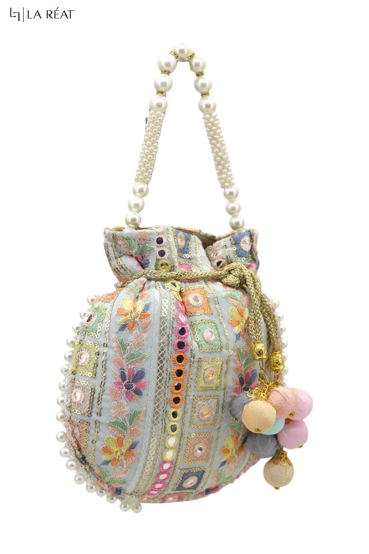 La Reat's Silpy Spark  Women's Bridal Fancy Party Hand Embroidery Potli Bags, Ladies Purse Wallets, Evening Clutches, Handbags.