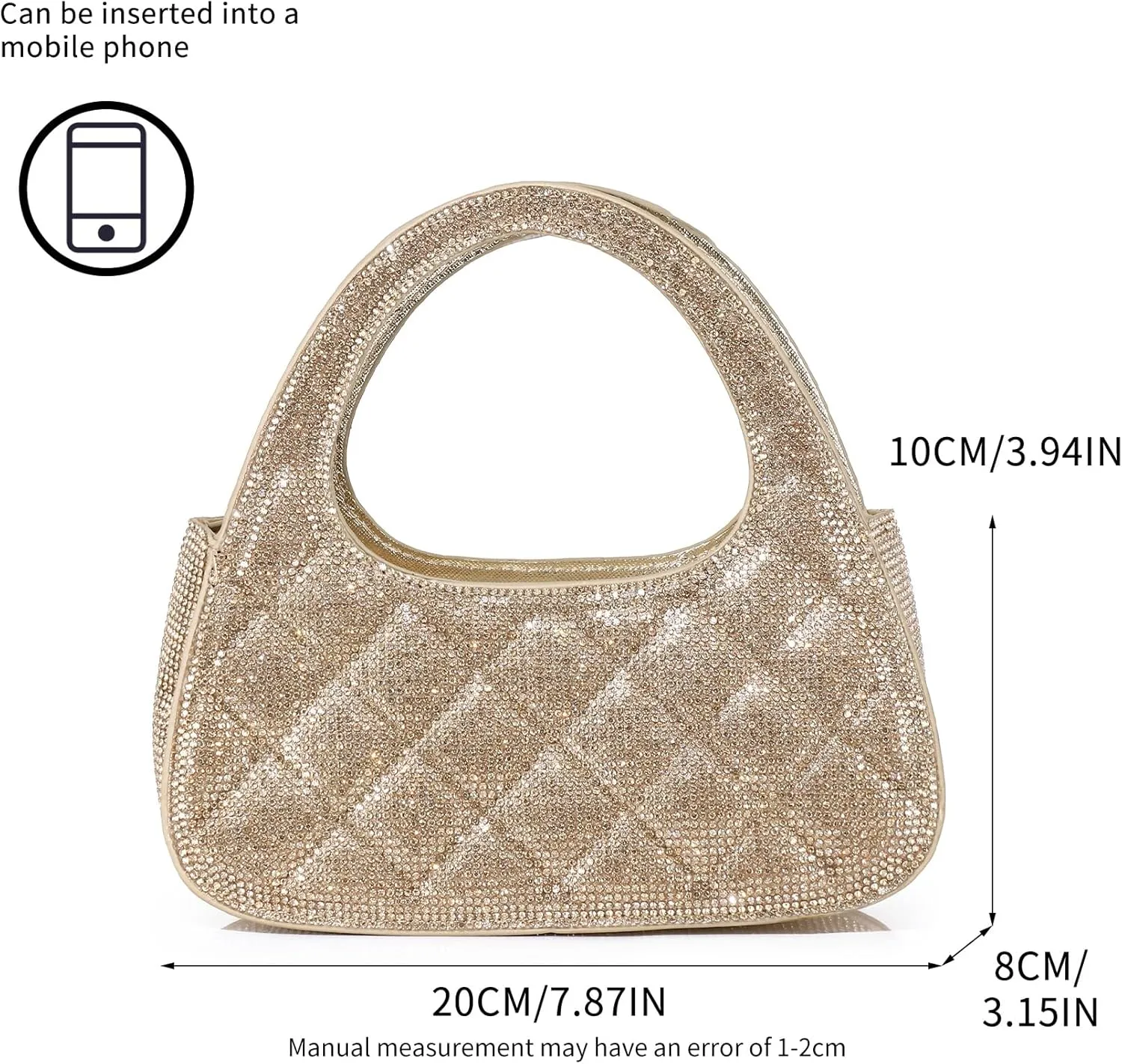 Labair Rhinestone Purses for Women Sparkly Diamond Evening Bag Dress Purses for Wedding Formal Prom.