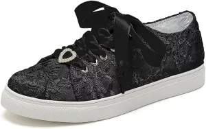 Lace Wedding Sneakers for Bride Comfortable Bridal Tennis Shoes Flat Wedding Shoes