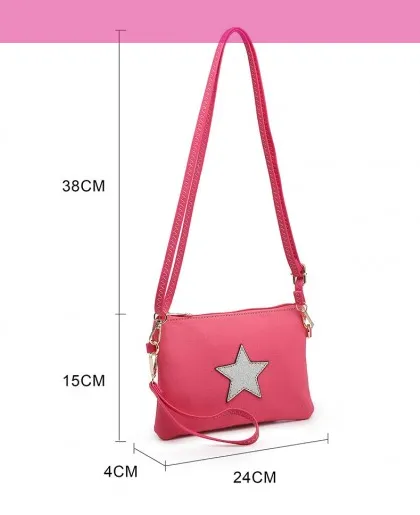 Ladies Sparkle Star Canvas Crossbody or Wristlet Clutch Bag - Choice of Colours