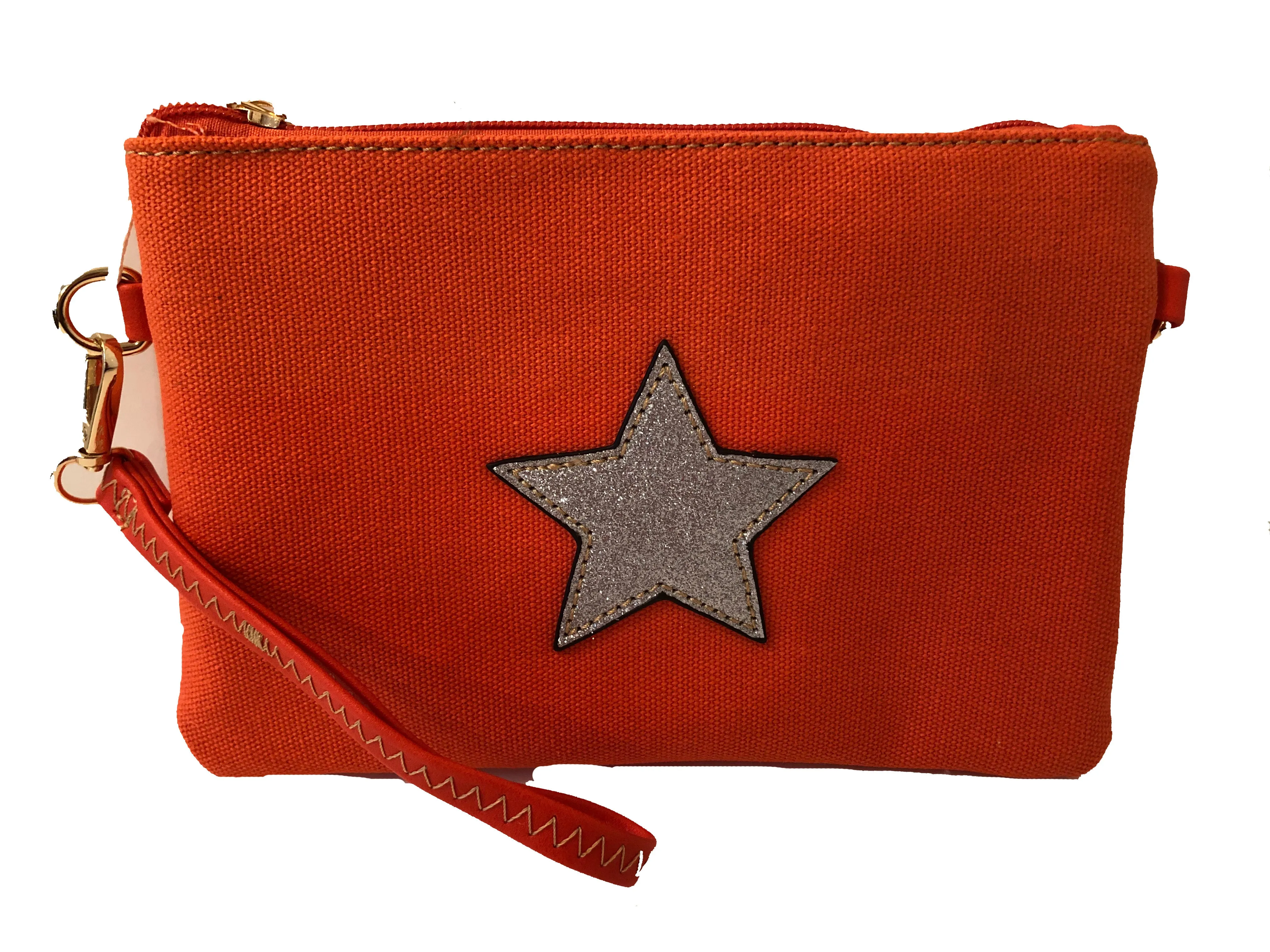 Ladies Sparkle Star Canvas Crossbody or Wristlet Clutch Bag - Choice of Colours