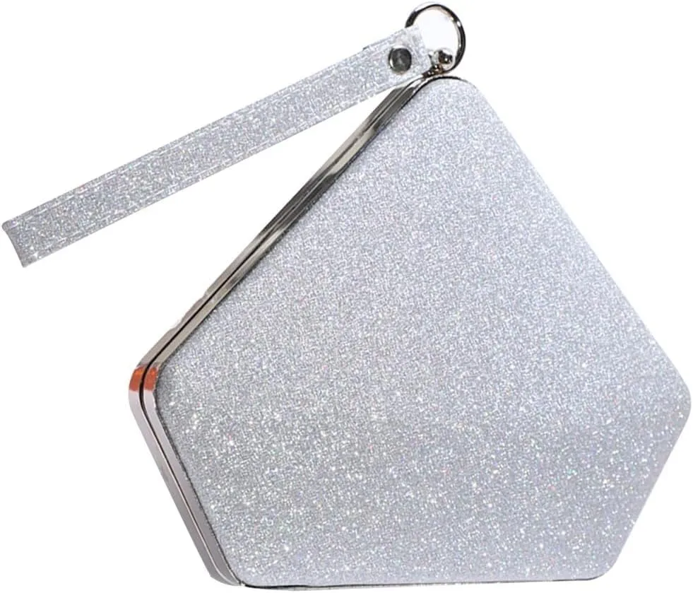 Ladies Sparkly Handbag Elegant Crossbody Glitter Pentagon Shoulder Women Sequin Clutch Bridal Wedding Purse