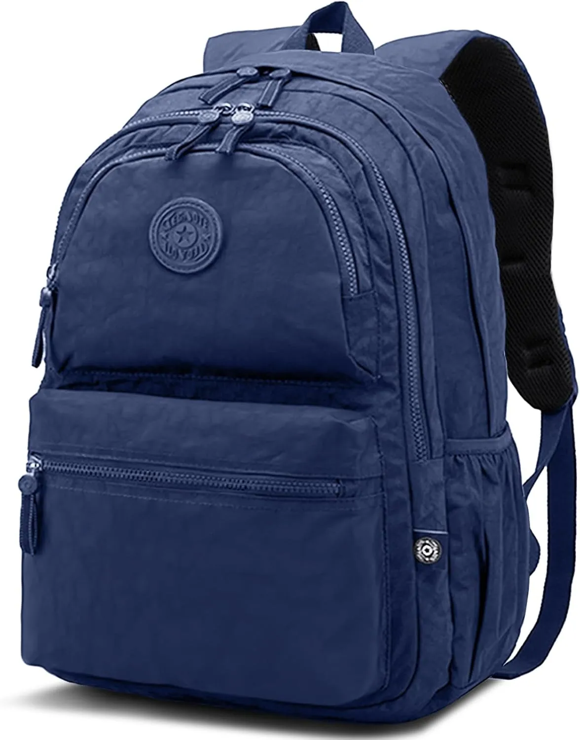 Large Lightweight Nylon Travel Laptop Backpacks Casual Work Computer Backpack Water Resistant Daypack Backpack for Women Men Travel, Hiking, Cycling Back Pack, Fits 15.6 Inch Laptop - Navy Blue
