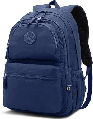 Large Lightweight Nylon Travel Laptop Backpacks Casual Work Computer Backpack Water Resistant Daypack Backpack for Women Men Travel, Hiking, Cycling Back Pack, Fits 15.6 Inch Laptop - Navy Blue