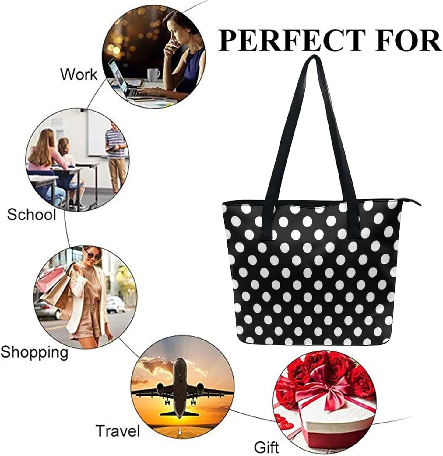 Large Tote Bag Fashion Portable Handbags With Zipper For Women And Men