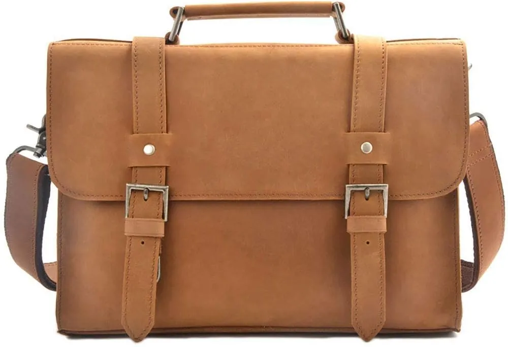 Leather Business Briefcase, Large-Capacity Computer Tote Bag Can Hold 13-Inch Computer Suitable for Work Travel