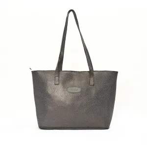 Leather Embossed Tote Bags - Dark Gray