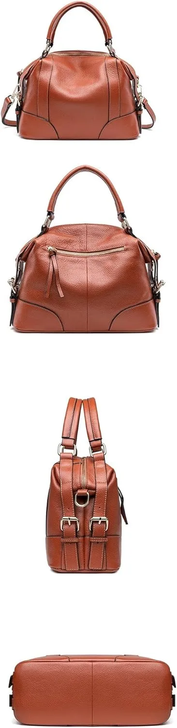 Leather Handbag Vintage Genuine Leather Women's Tote Bag With Shoulder Strap,Large Capacity Handcrafted