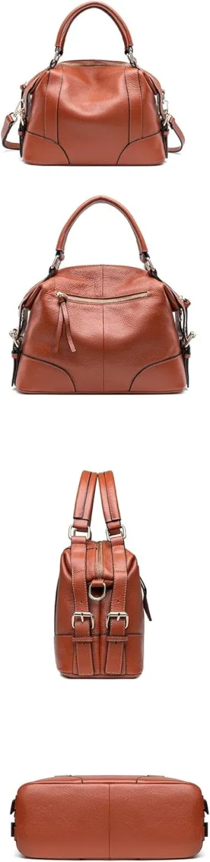 Leather Handbag Vintage Genuine Leather Women's Tote Bag With Shoulder Strap,Large Capacity Handcrafted
