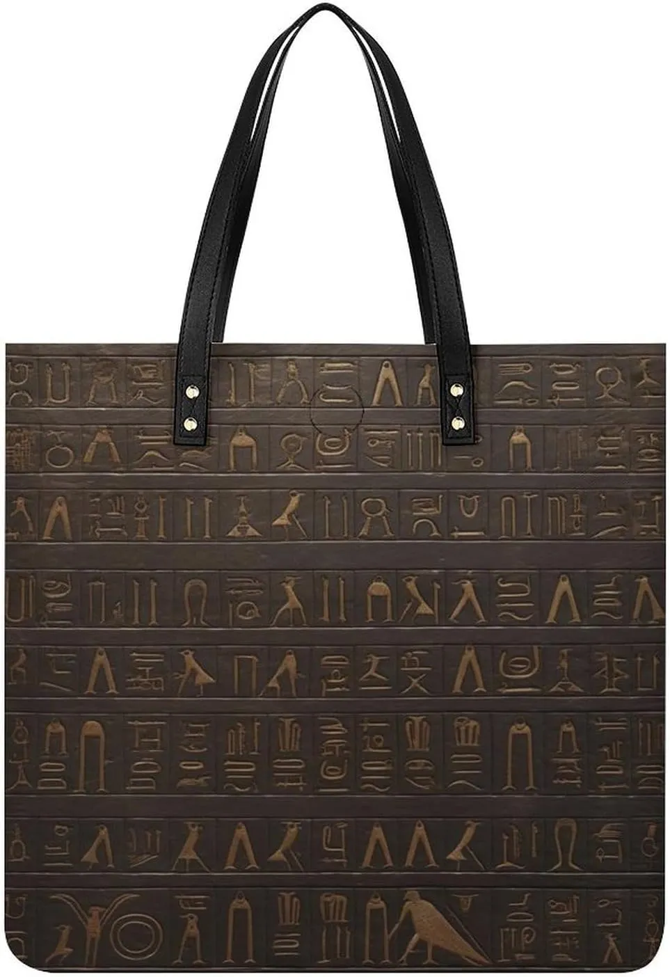 Leather Handbags Fallow Ancient Egyptian Hieroglyph Printing Leather Purse Portable Tote Purse For Women