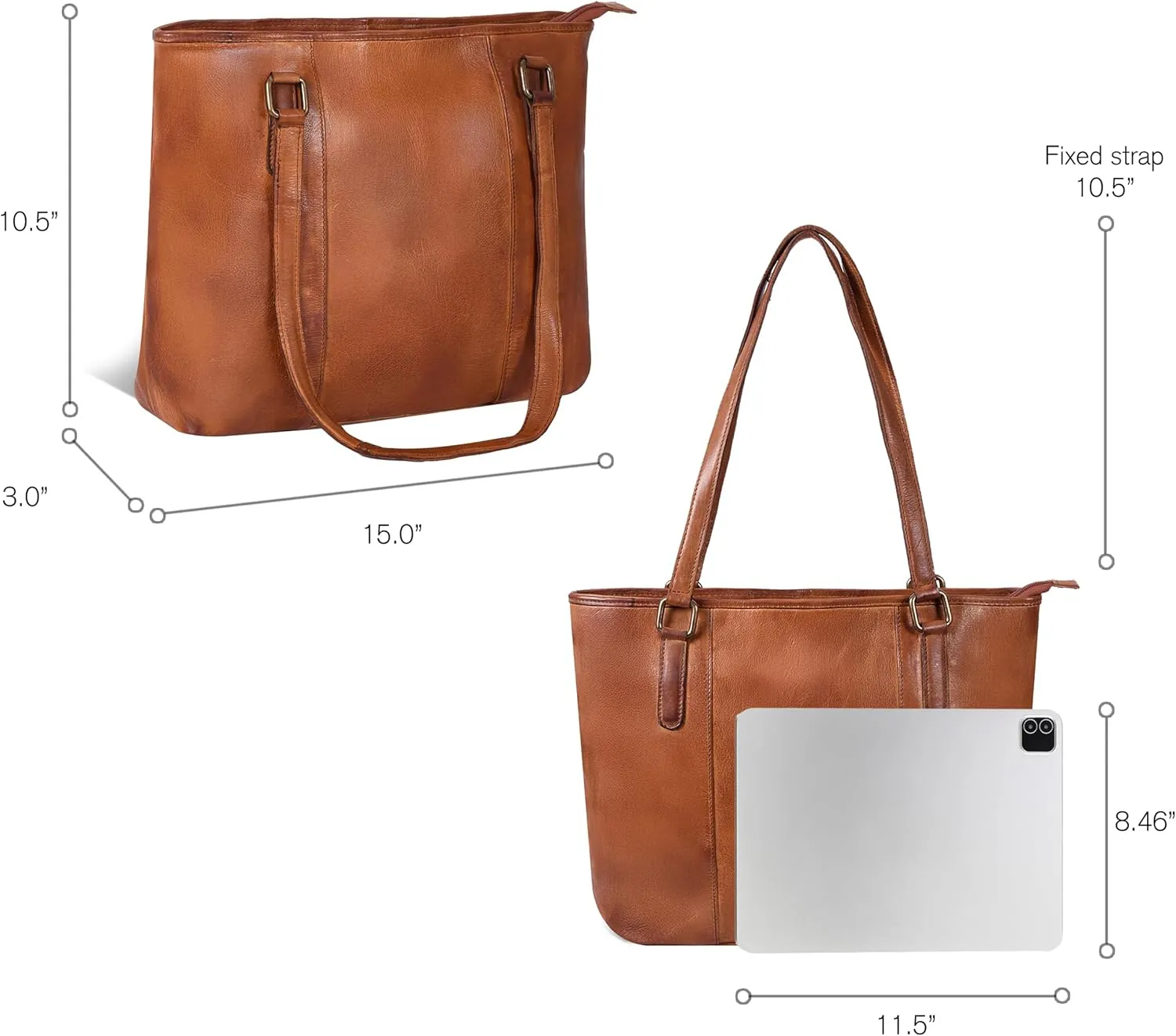 Leather Purse For Women - Real Leather Tote For Women - Ladies Shoulder Handbag For Work, Travel, Casual Use