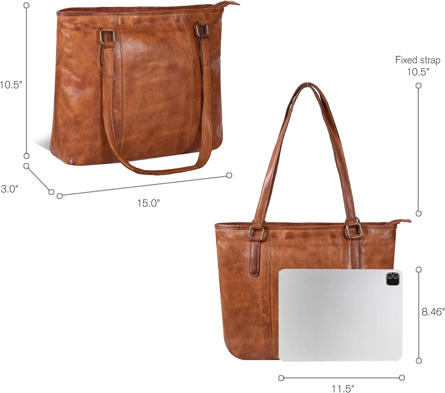 Leather Purse For Women - Real Leather Tote For Women - Ladies Shoulder Handbag For Work, Travel, Casual Use