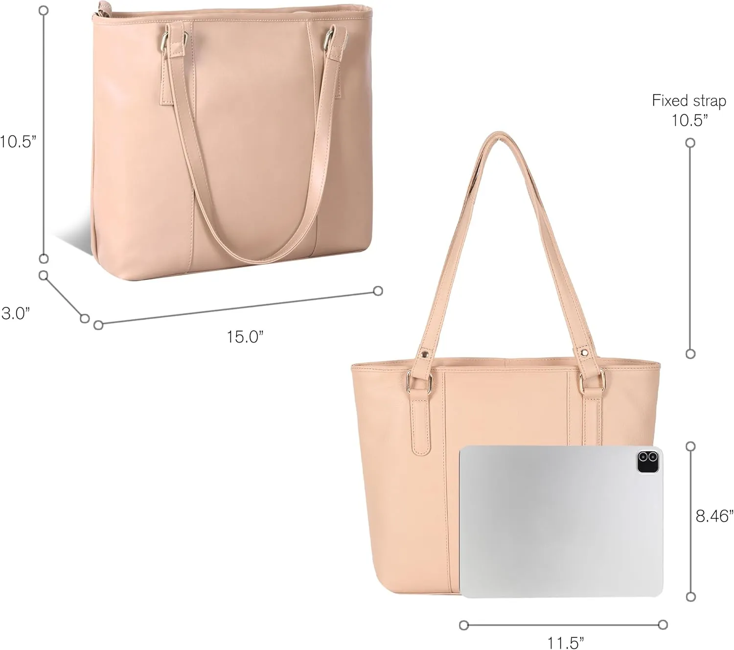 Leather Purse For Women - Real Leather Tote For Women - Ladies Shoulder Handbag For Work, Travel, Casual Use