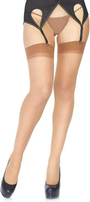 Leg Avenue Women's Sheer Lace Top Thigh High Stockings with Backseam