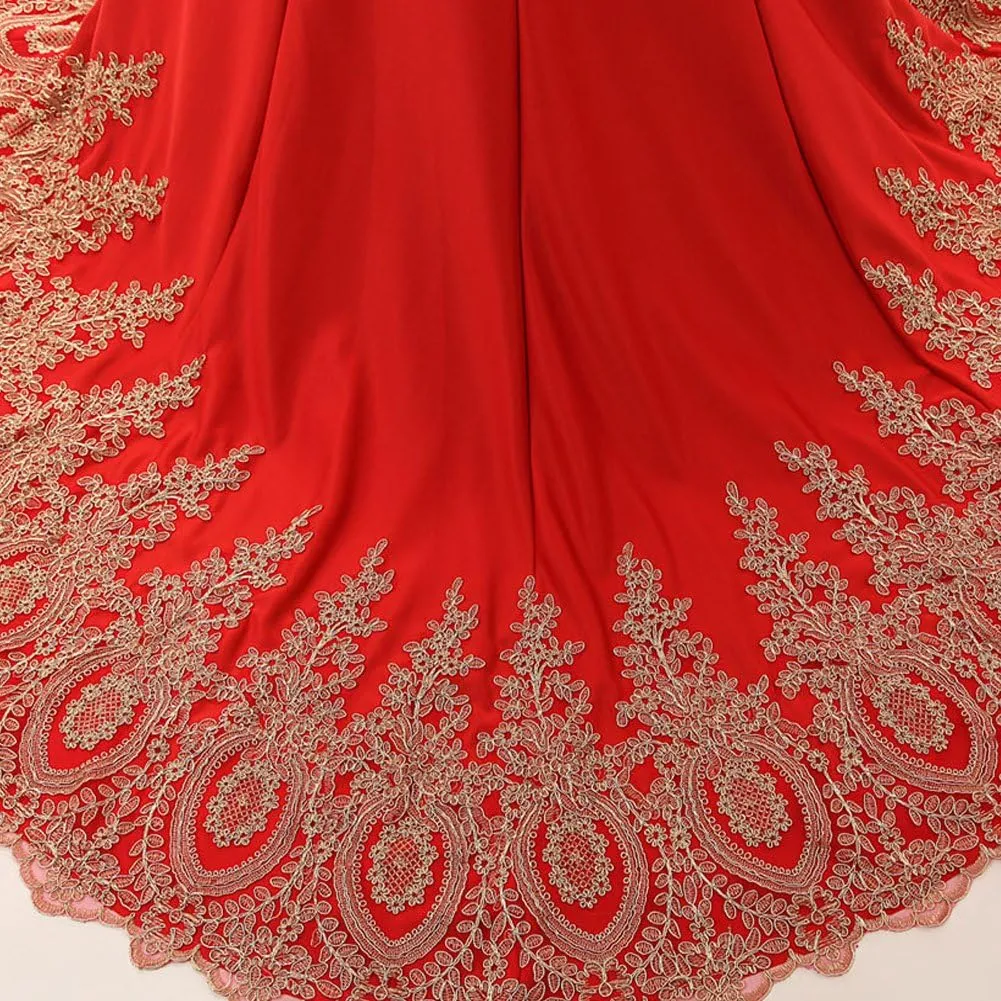 Lemai Women's God Lace Mermaid Sheer Sweep Train Formal Long Prom Evening Dresses