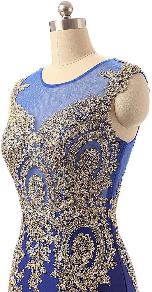 Lemai Women's God Lace Mermaid Sheer Sweep Train Formal Long Prom Evening Dresses
