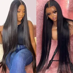 Lemoda 26Inch 13x6 SKINLIKE Real HD Lace Wigs 180% Density 12A Brazilian Straight Virgin Human Hair Lace Frontal Wigs Invisible 0.1mm Ultra-thin Frayed Ends Lace Front Wig Pre Plucked Tiny Knots
