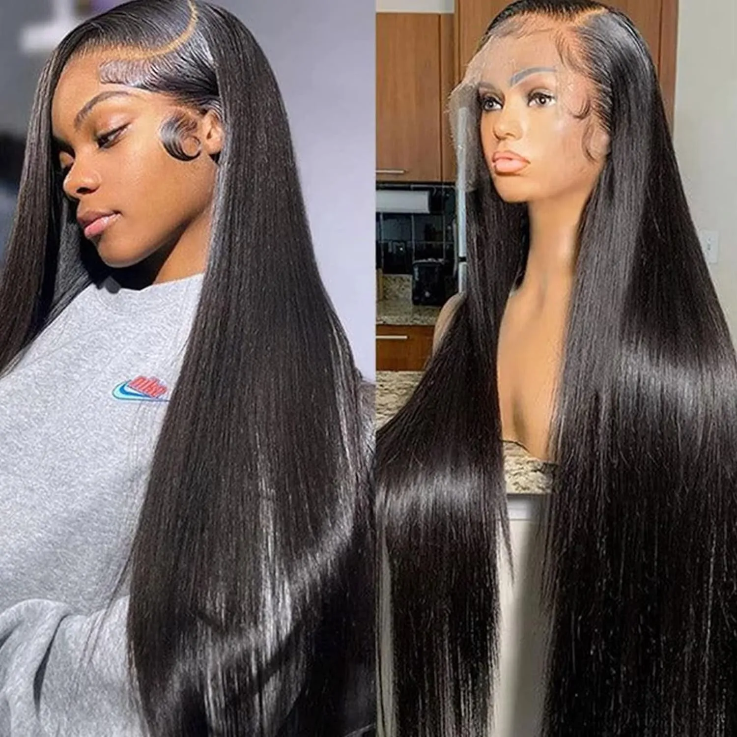 Lemoda 26Inch 13x6 SKINLIKE Real HD Lace Wigs 180% Density 12A Brazilian Straight Virgin Human Hair Lace Frontal Wigs Invisible 0.1mm Ultra-thin Frayed Ends Lace Front Wig Pre Plucked Tiny Knots
