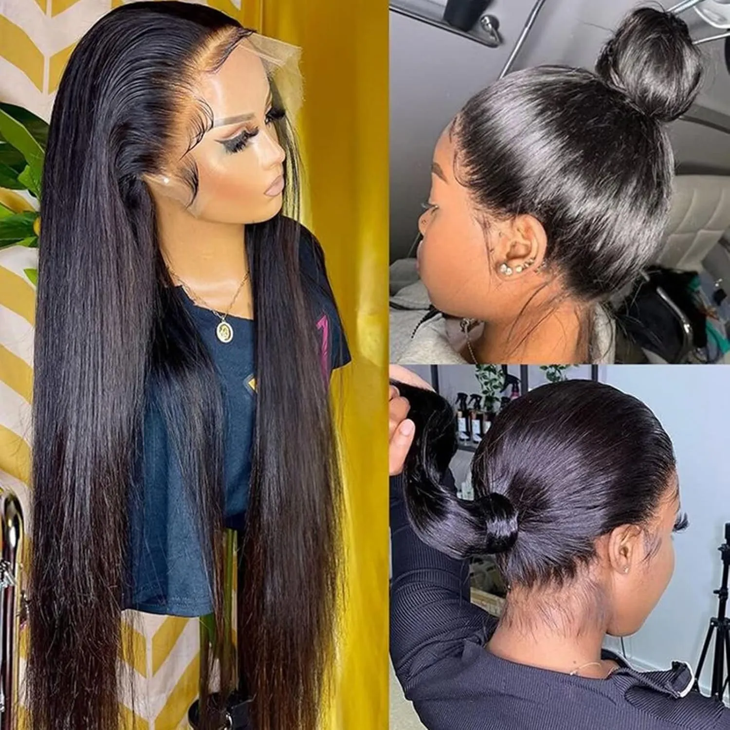 Lemoda 26Inch 13x6 SKINLIKE Real HD Lace Wigs 180% Density 12A Brazilian Straight Virgin Human Hair Lace Frontal Wigs Invisible 0.1mm Ultra-thin Frayed Ends Lace Front Wig Pre Plucked Tiny Knots