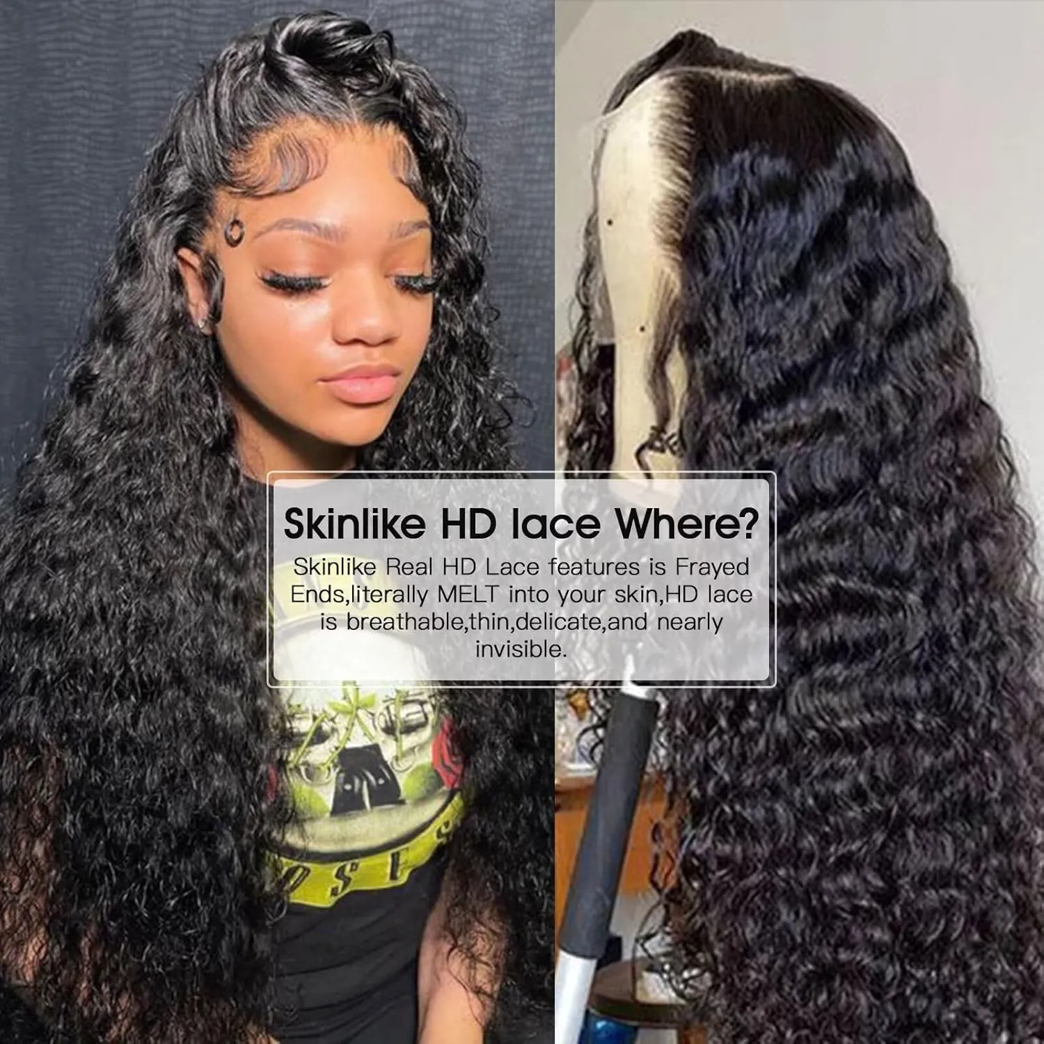 Lemoda 28Inch 12A 250% Density SKINLIKE Real HD Lace Water Wave 13x4 Full Lace Frontal Wigs Deep Wave Virgin Human Hair Invisible 0.1mm Ultra-thin Frayed Ends Wet and Wavy Lace Front Wig Tiny Knots