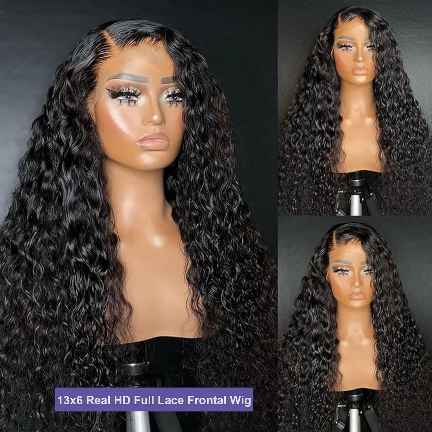 Lemoda SKINLIKE Real HD Full 13x6 Lace Wigs 32Inch Water Wave 13x6 Full Lace Frontal Human Hair Wigs 210% Deep Wave Virgin Human Hair Invisible 0.1mm Ultra-thin Frayed Ends