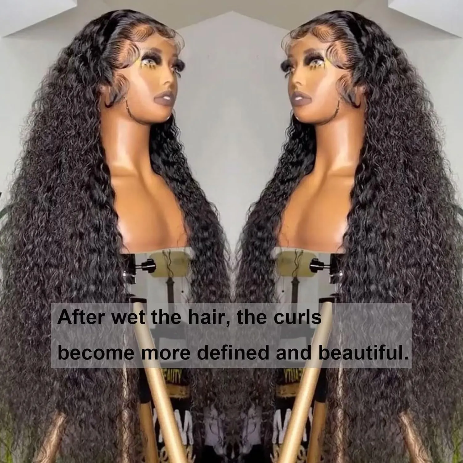 Lemoda SKINLIKE Real HD Full 13x6 Lace Wigs 32Inch Water Wave 13x6 Full Lace Frontal Human Hair Wigs 210% Deep Wave Virgin Human Hair Invisible 0.1mm Ultra-thin Frayed Ends