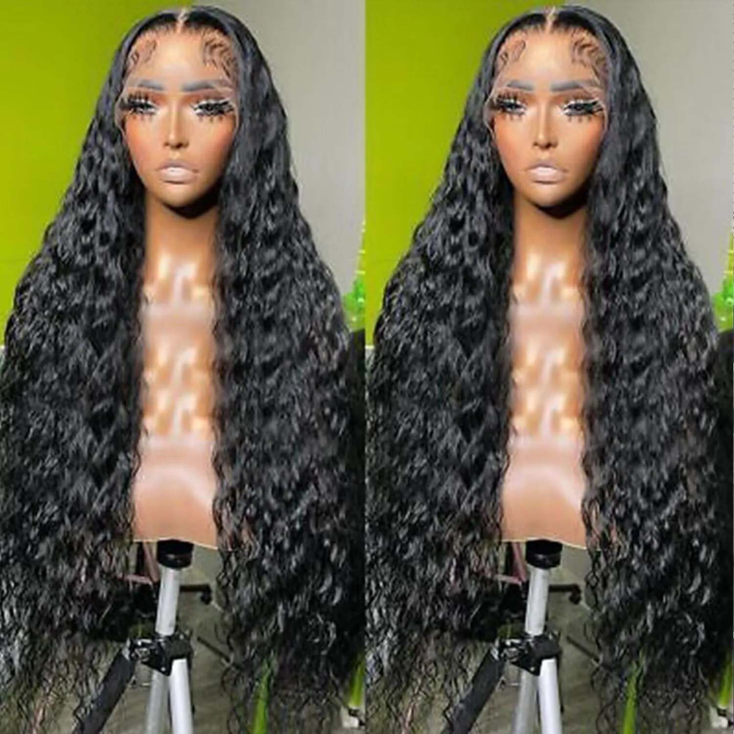 Lemoda SKINLIKE Real HD Full 13x6 Lace Wigs 32Inch Water Wave 13x6 Full Lace Frontal Human Hair Wigs 210% Deep Wave Virgin Human Hair Invisible 0.1mm Ultra-thin Frayed Ends