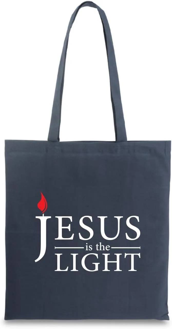 lepni.me Canvas Tote Bag Jesus Christ is the Light God's Love Cotton Handbags Easter Nativity Religious Christian Gifts (M Black Multi Color)