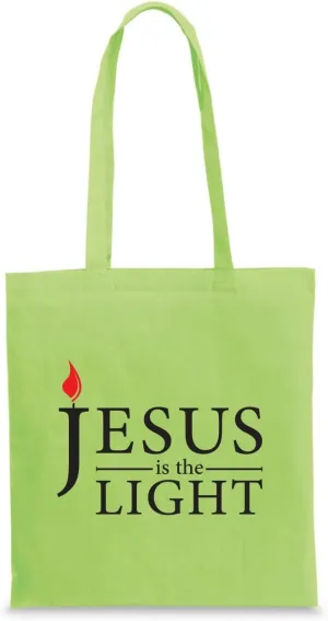 lepni.me Canvas Tote Bag Jesus Christ is the Light God's Love Cotton Handbags Easter Nativity Religious Christian Gifts (M Light Green Multi Color)