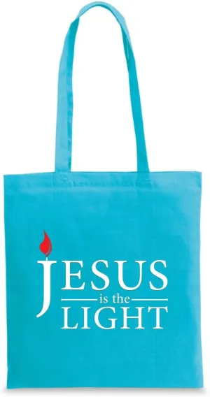 lepni.me Canvas Tote Bag Jesus Christ is the Light God's Love Cotton Handbags Easter Nativity Religious Christian Gifts (M Sky Blue Multi Color)